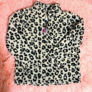 Fuzzy cheetah print pullover